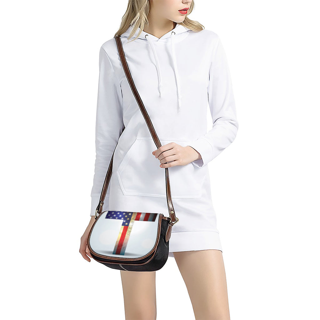 American Christian Cross Flag Print Saddle Bag