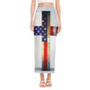 American Christian Cross Flag Print Side Slit Maxi Skirt