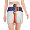 American Christian Cross Flag Print Side Slit Mini Skirt