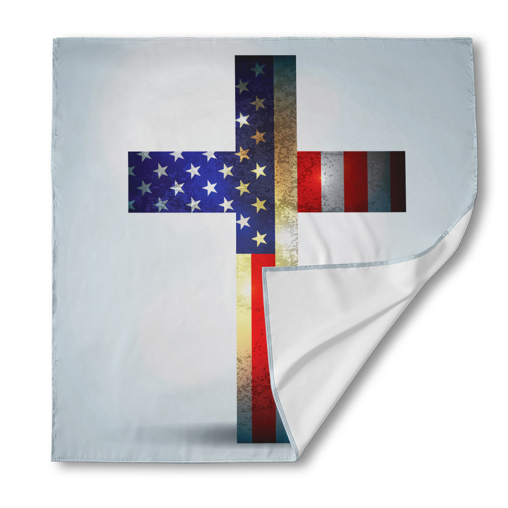 American Christian Cross Flag Print Silk Bandana