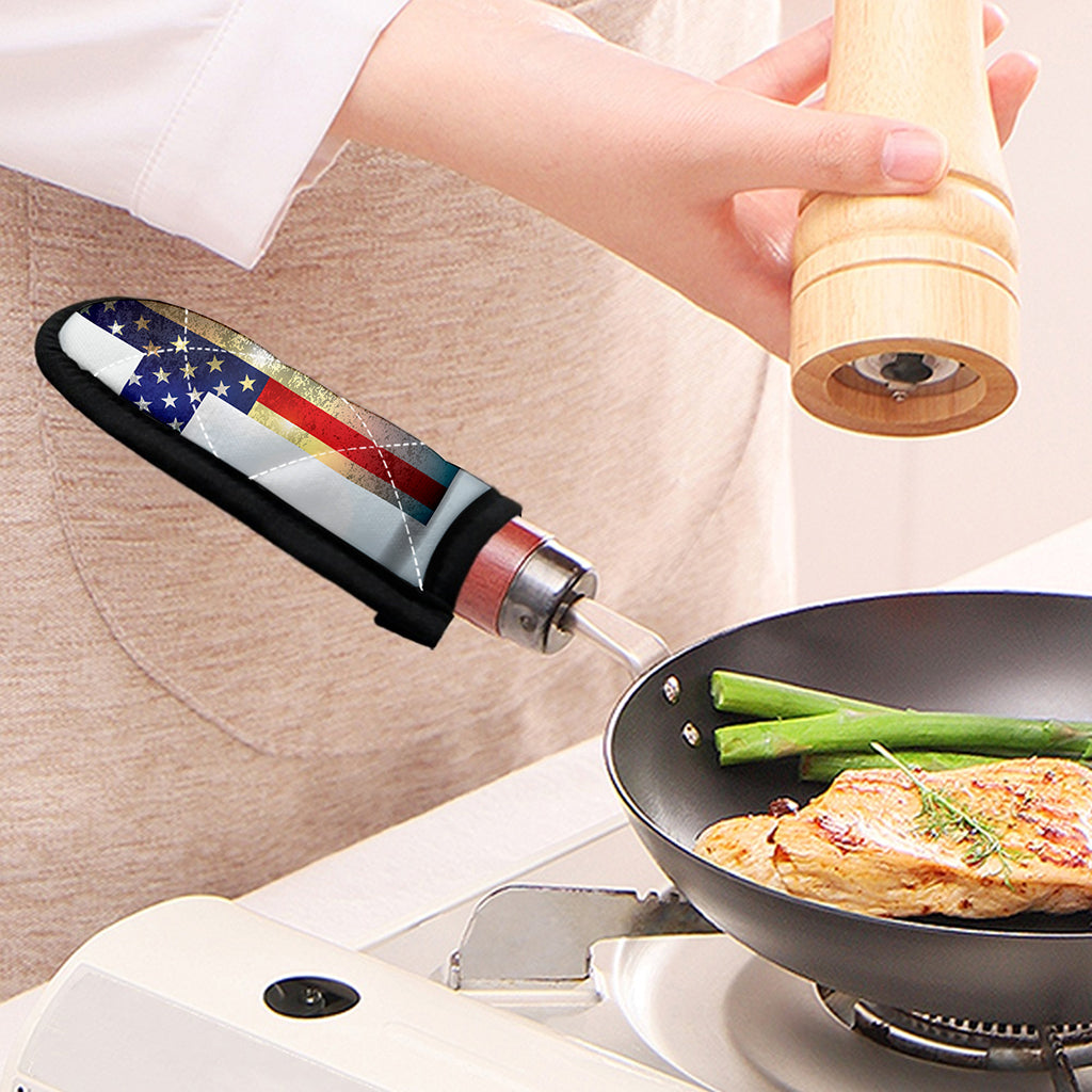 American Christian Cross Flag Print Skillet Handle Cover