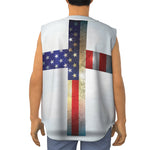 American Christian Cross Flag Print Sleeveless Baseball Jersey