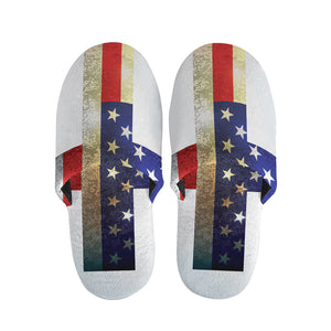 American Christian Cross Flag Print Slippers