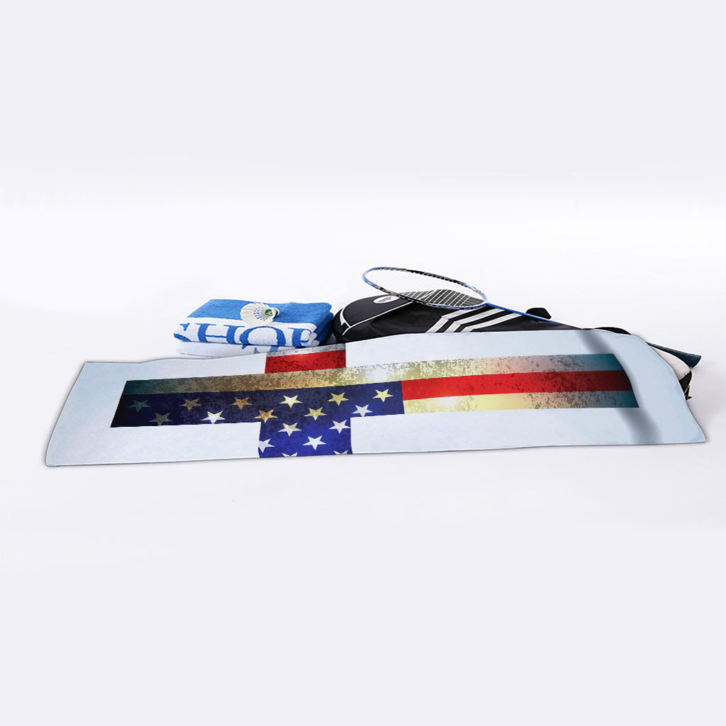 American Christian Cross Flag Print Sports Towel