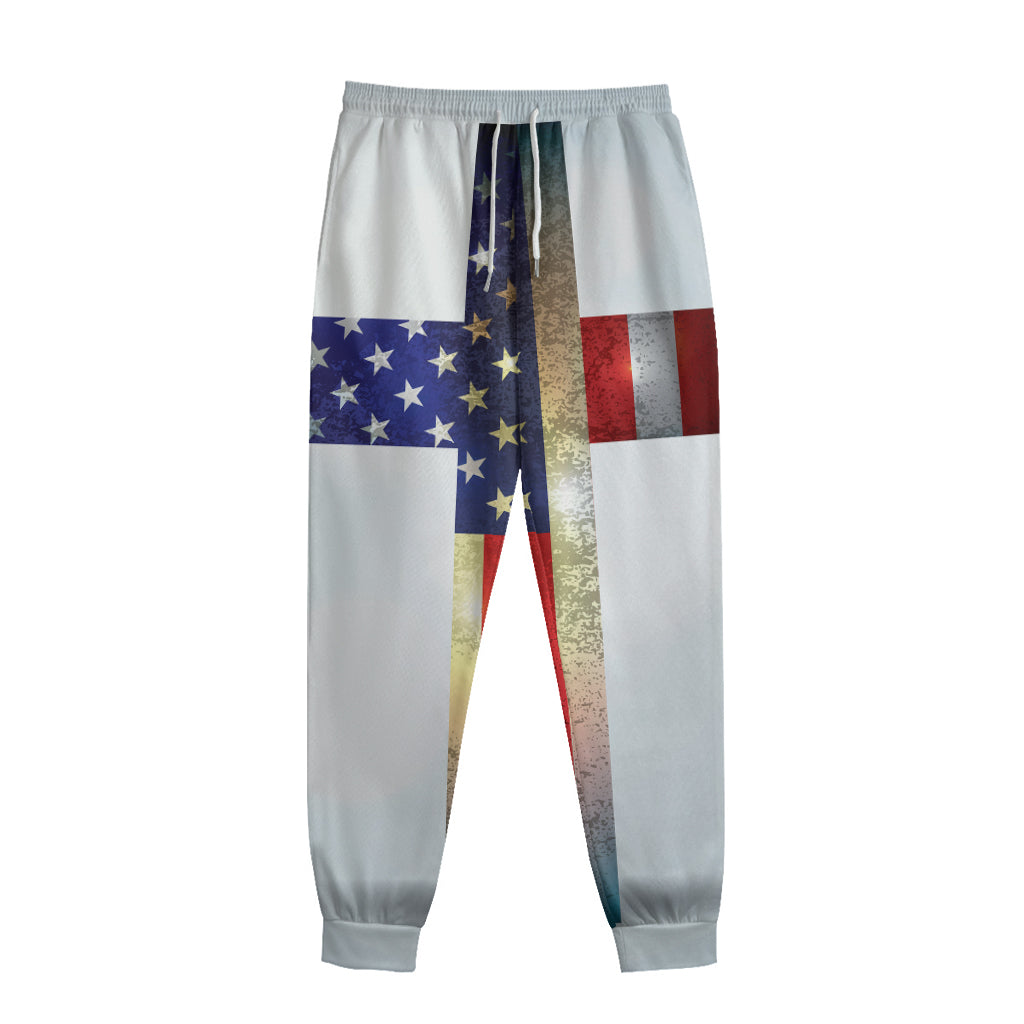 American Christian Cross Flag Print Sweatpants