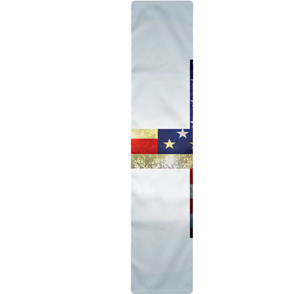 American Christian Cross Flag Print Table Runner