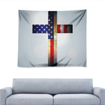 American Christian Cross Flag Print Tapestry