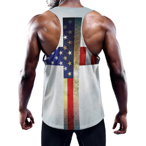 American Christian Cross Flag Print Training Tank Top