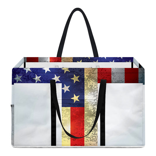 American Christian Cross Flag Print Utility Tote Bag
