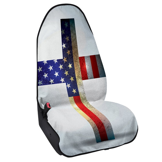 American Christian Cross Flag Print Waterproof Car Seat Cover