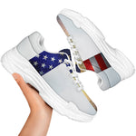 American Christian Cross Flag Print White Chunky Shoes