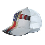 American Christian Cross Flag Print White Mesh Trucker Cap