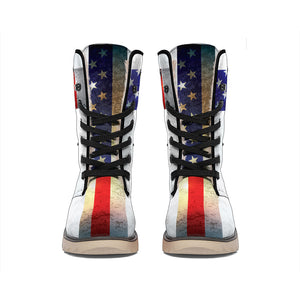 American Christian Cross Flag Print Winter Boots