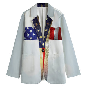 American Christian Cross Flag Print Women's Blazer