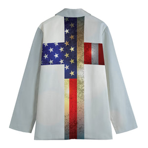 American Christian Cross Flag Print Women's Blazer