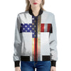 American Christian Cross Flag Print Women's Bomber Jacket