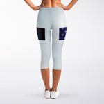 American Christian Cross Flag Print Women's Capri Leggings