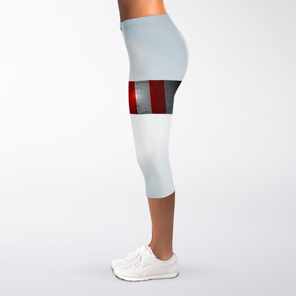 American Christian Cross Flag Print Women's Capri Leggings