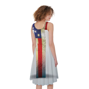 American Christian Cross Flag Print Women's Sleeveless Dress