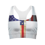 American Christian Cross Flag Print Women's Sports Bra