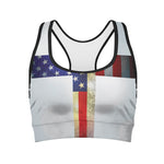 American Christian Cross Flag Print Women's Sports Bra