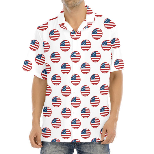 American Circle Flag Pattern Print Aloha Shirt