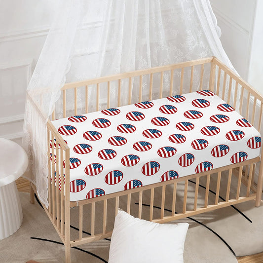 American Circle Flag Pattern Print Baby Crib Sheet