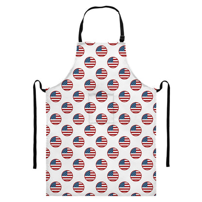 American Circle Flag Pattern Print Bib Apron With Pocket