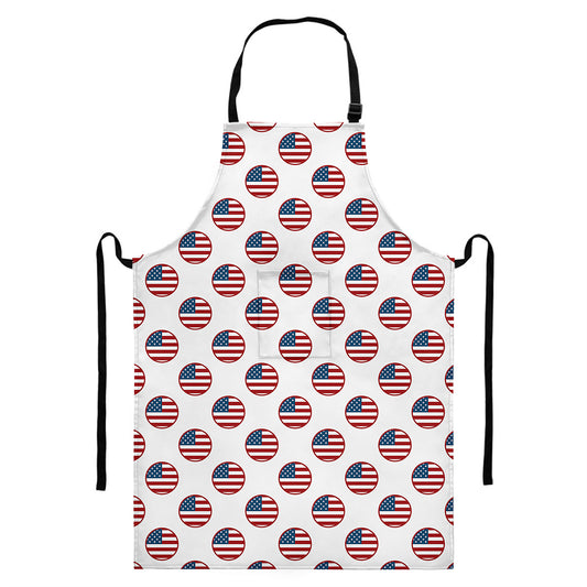 American Circle Flag Pattern Print Bib Apron With Pocket
