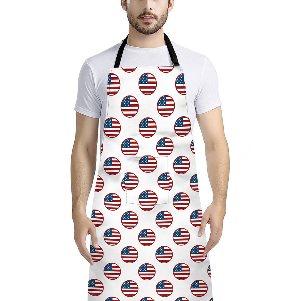 American Circle Flag Pattern Print Bib Apron With Pocket