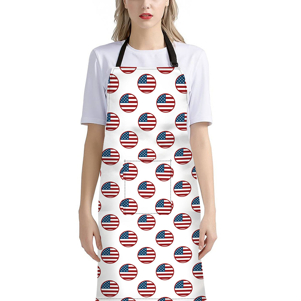 American Circle Flag Pattern Print Bib Apron With Pocket