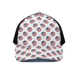 American Circle Flag Pattern Print Black Mesh Trucker Cap