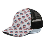 American Circle Flag Pattern Print Black Mesh Trucker Cap