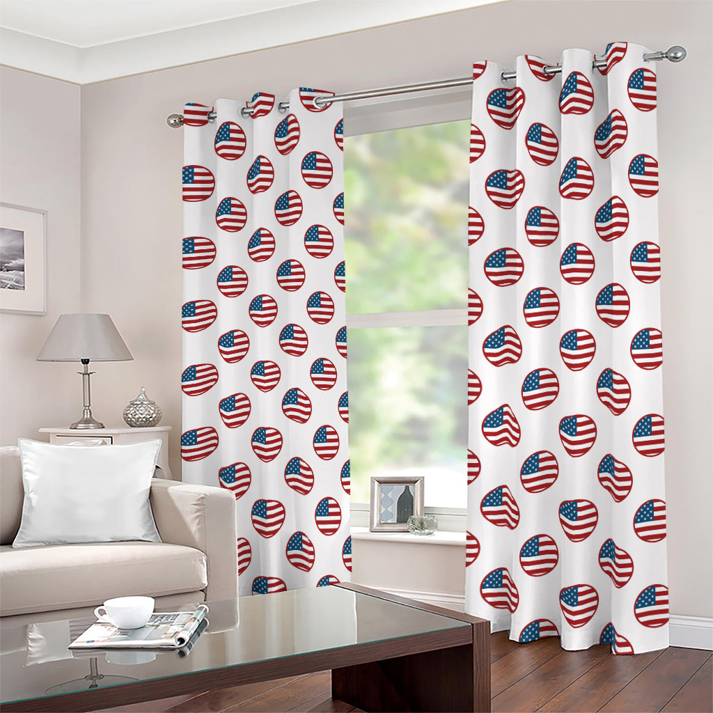 American Circle Flag Pattern Print Blackout Grommet Curtains