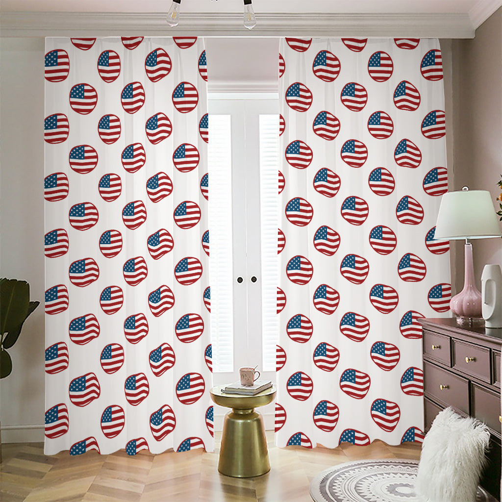 American Circle Flag Pattern Print Blackout Pencil Pleat Curtains