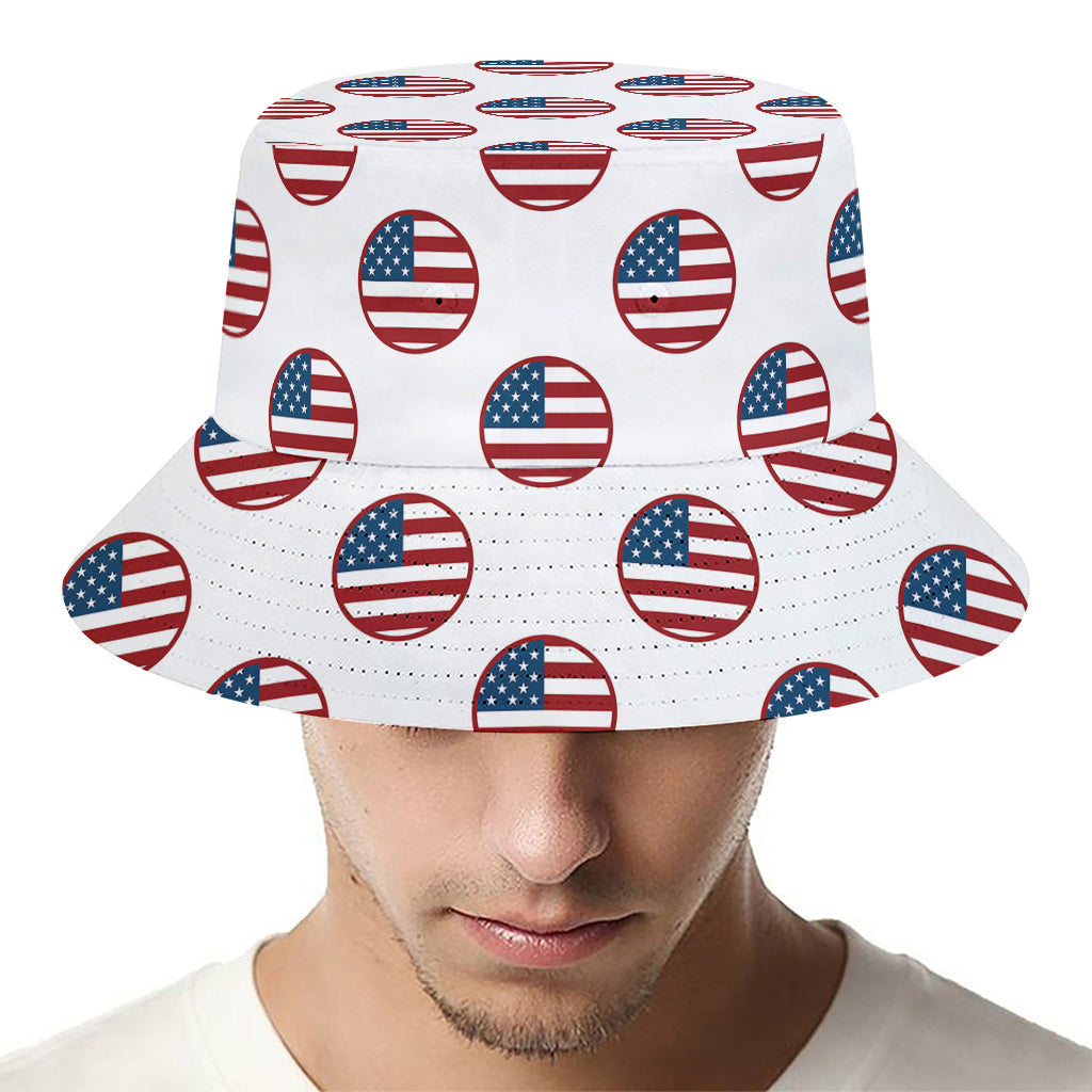 American Circle Flag Pattern Print Bucket Hat