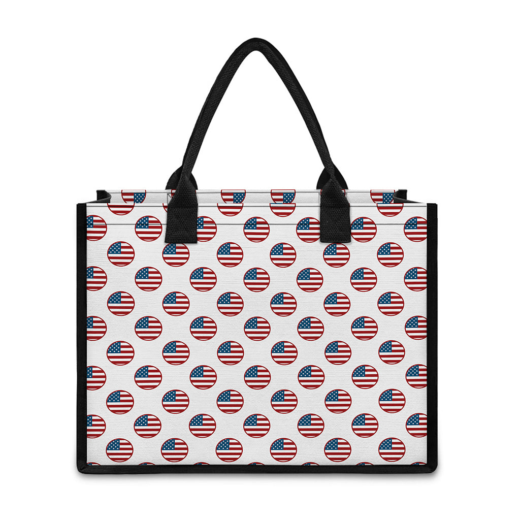 American Circle Flag Pattern Print Canvas Tote Bag