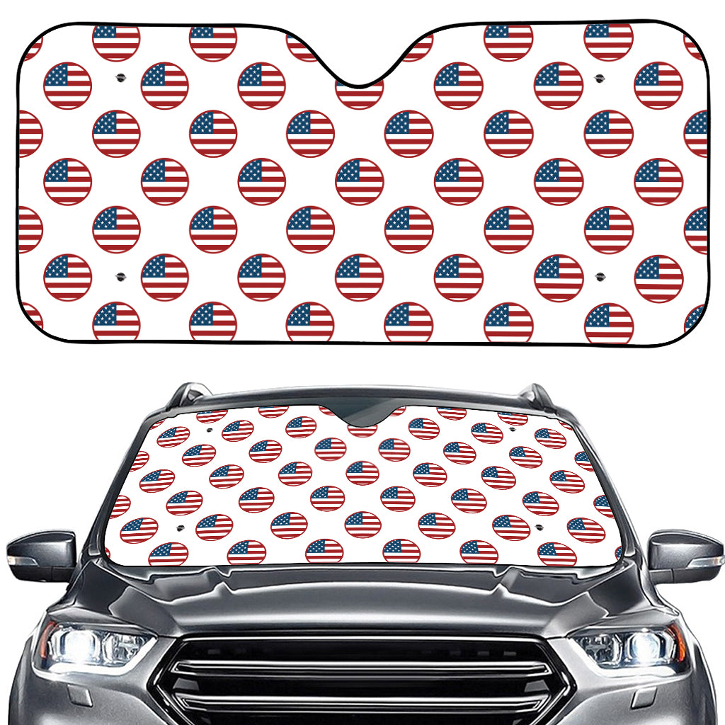 American Circle Flag Pattern Print Car Windshield Sun Shade