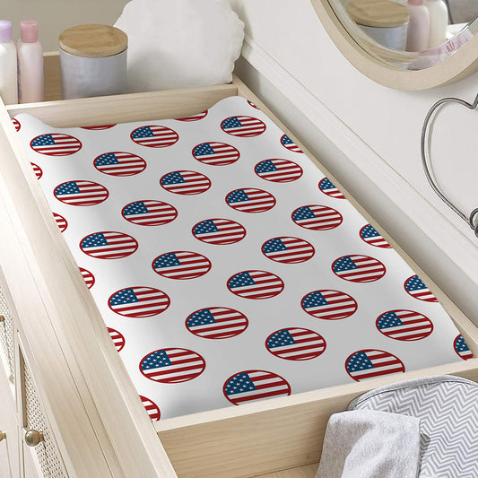 American Circle Flag Pattern Print Changing Pad Cover