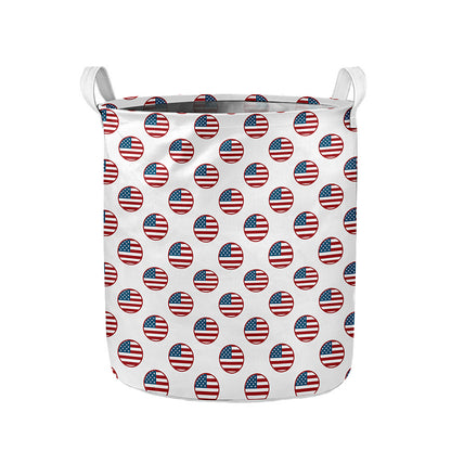 American Circle Flag Pattern Print Collapsible Laundry Basket