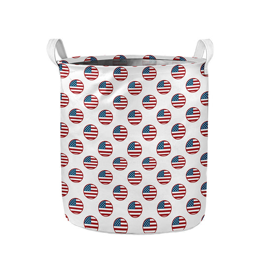 American Circle Flag Pattern Print Collapsible Laundry Basket