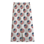 American Circle Flag Pattern Print Cotton Front Slit Maxi Skirt
