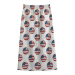 American Circle Flag Pattern Print Cotton Front Slit Maxi Skirt