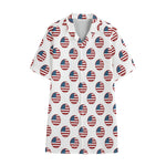 American Circle Flag Pattern Print Cotton Hawaiian Shirt