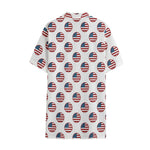 American Circle Flag Pattern Print Cotton Hawaiian Shirt