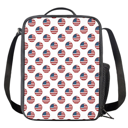 American Circle Flag Pattern Print Crossbody Lunch Bag