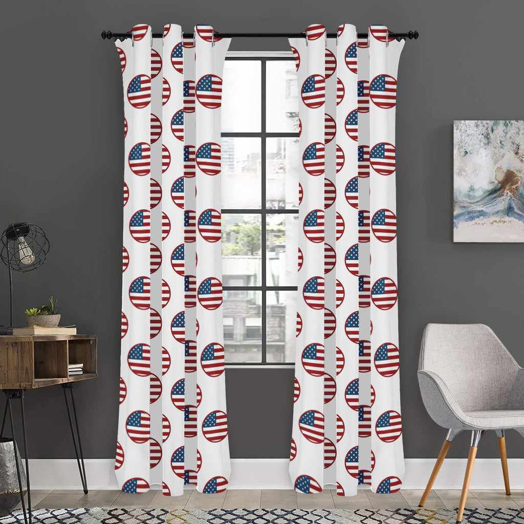 American Circle Flag Pattern Print Curtain