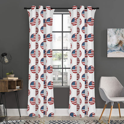 American Circle Flag Pattern Print Curtain
