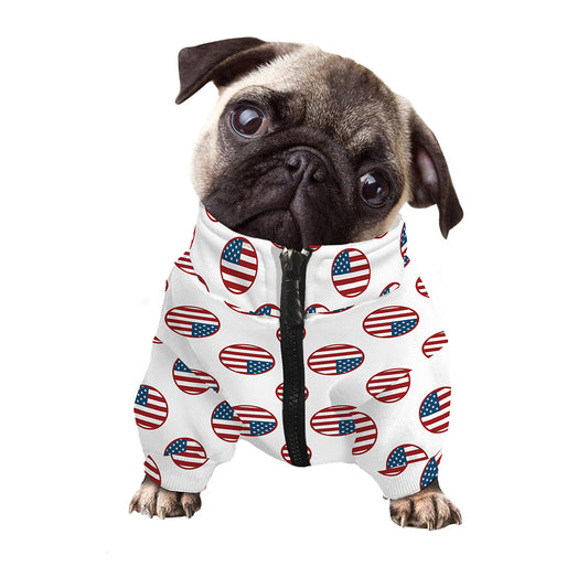 American Circle Flag Pattern Print Dog Zip Up Jacket