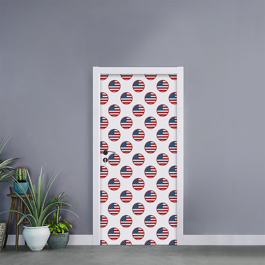 American Circle Flag Pattern Print Door Sticker